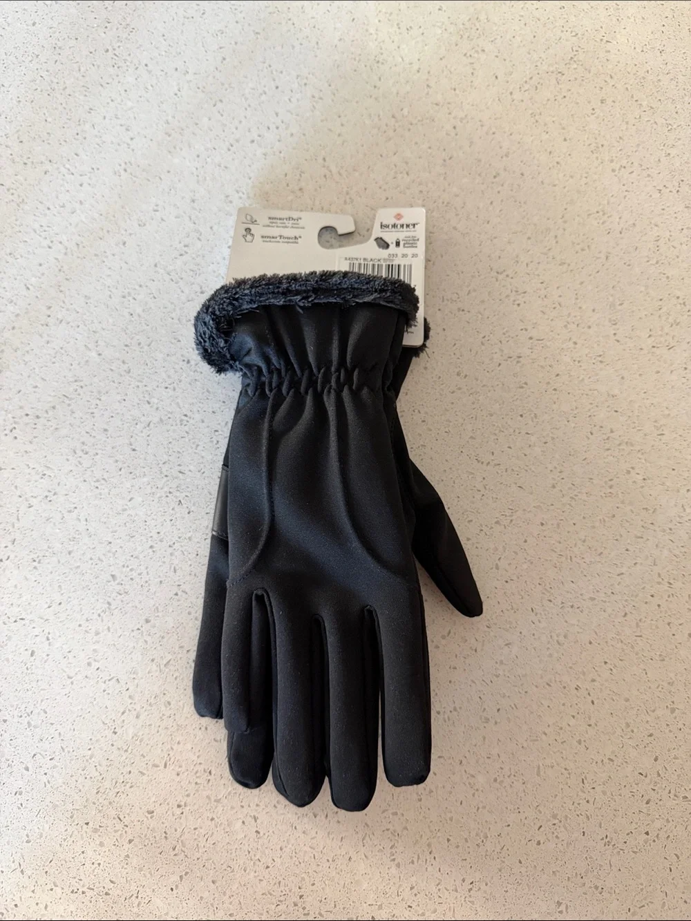 Isotoner Smart Dri Black Gloves Repels Rain and Snow Without Harmful Chemicals